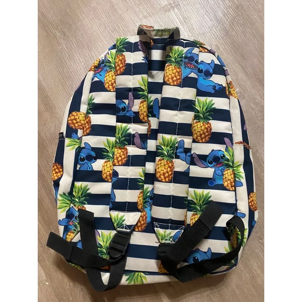 LOUNGEFLY‎ Disney lilo stitch canvas large stripe pineapple backpack school GUC